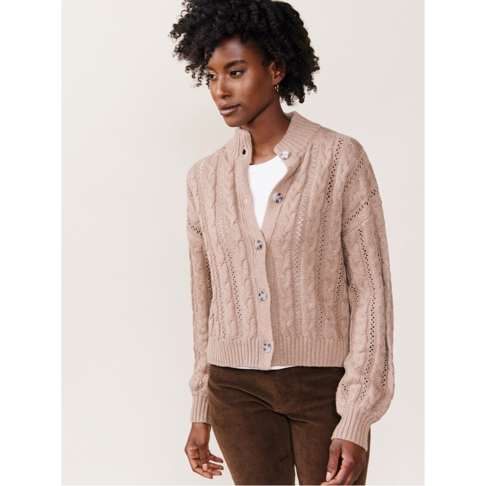ABLE Ruth Cable Knit Cropped Cardigan - Picture 8 of 11